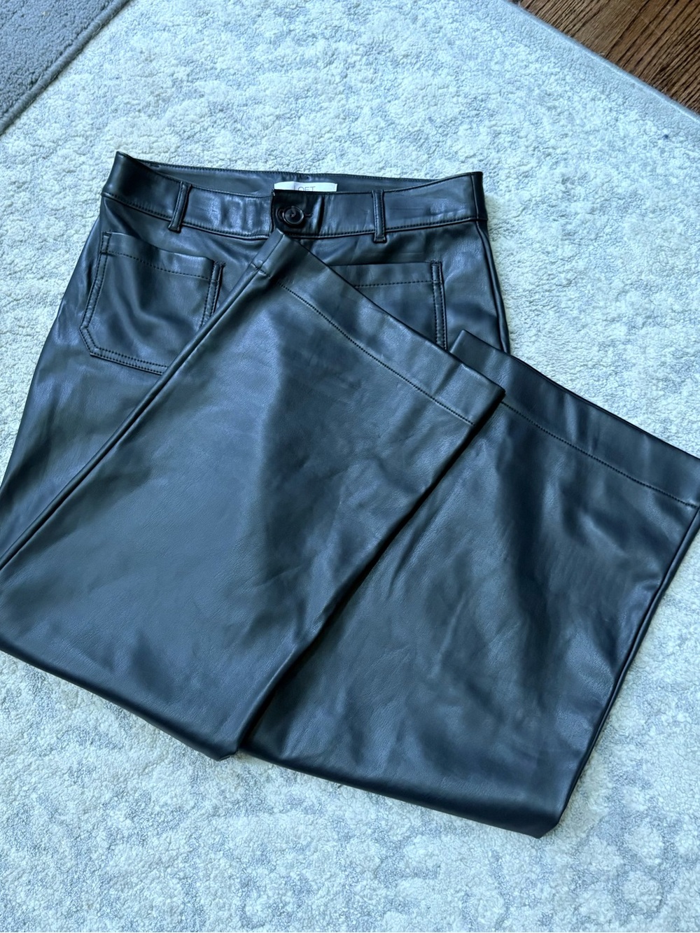 Loft Palmer Wide Leg Crop Pants in Faux Leather - Picture 4 of 6